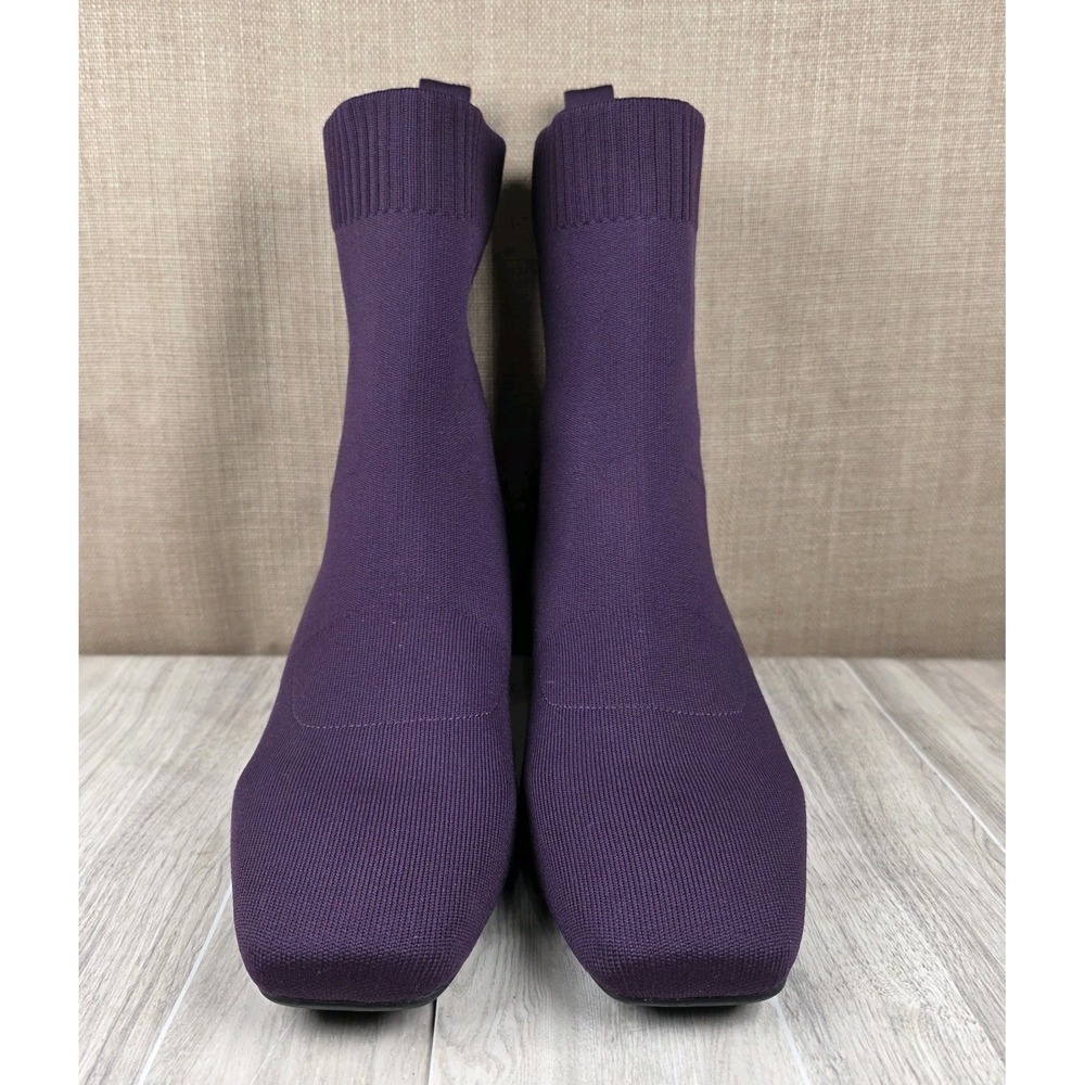Vivaia Regina Pro Square Toe Chunky Heel Boots Purple Sock Knit Size 42 US 10.5